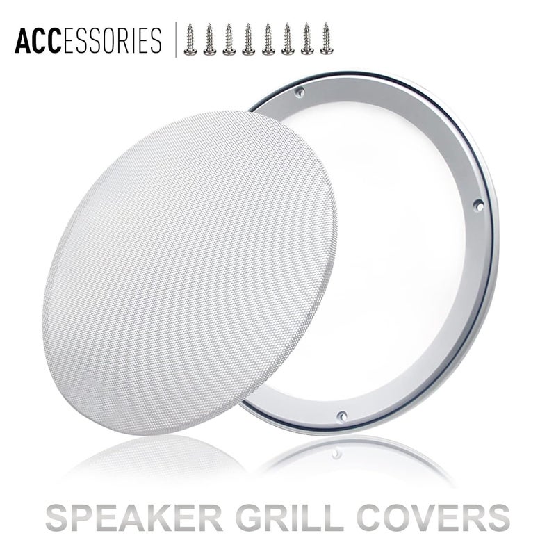 Fielect 2Pcs 8" Speaker Grill Mesh Cover White SubWoofer Grill Cover Car Speaker Grill Cover Guard Protector Replacement with 8 Screws - Image 4